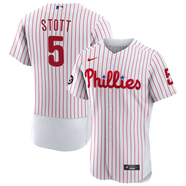 Mens Philadelphia Phillies #5 Bryson Stott Nike White Pinstripe Home Flexbase Player Jersey