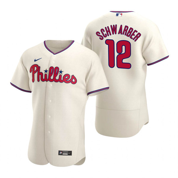 Mens Philadelphia Phillies #12 Kyle Schwarber Nike Cream Alternate Flexbase Player Jersey