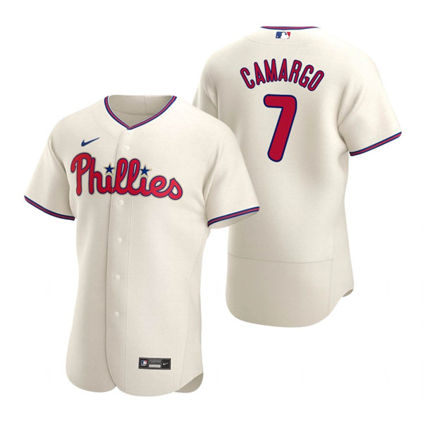 Mens Philadelphia Phillies #7 Johan Camargo Nike Cream Alternate Flexbase Player Jersey