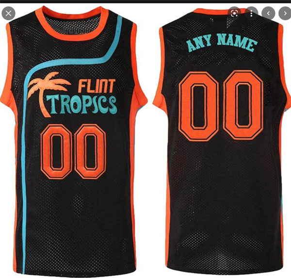Men's Youth The Semi-Pro Flint Tropics Custom Black Stitched Film Basketball Jersey