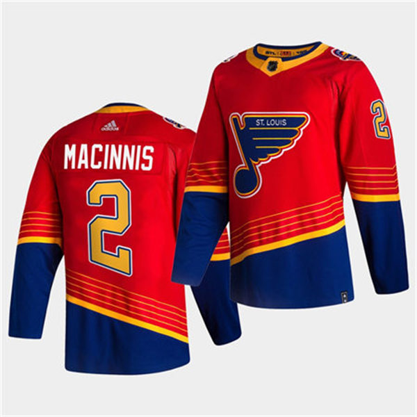 Men's St. Louis Blues Retired Player #2 Al Macinnis adidas 2021 Red Blue Reverse Retro Jersey