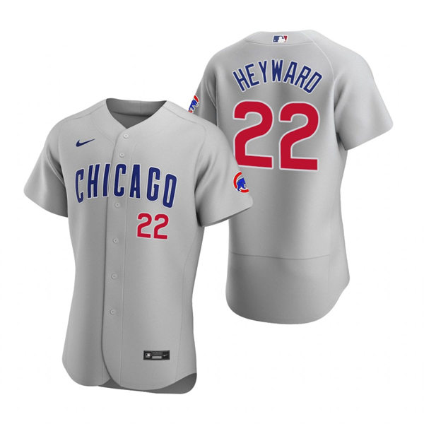 Mens Chicago Cubs #22 Jason Heyward Nike Gray Road Flex Base Player Jersey
