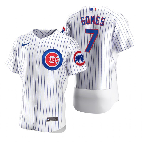 Mens Chicago Cubs #7 Yan Gomes Nike White Home Flex Base Player Jersey