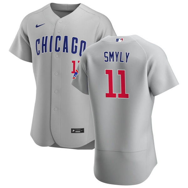 Mens Chicago Cubs #11 Drew Smyly Nike Gray Road Flex Base Player Jersey