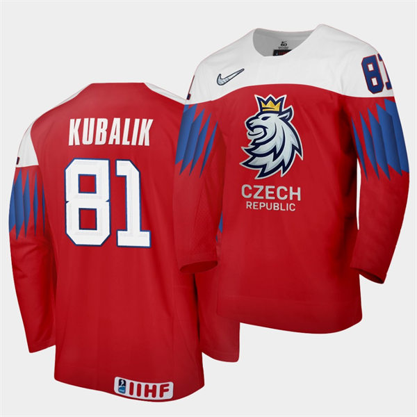 Men's #81 Dominik Kubalik Czech Republic 2020 IIHF World Championship Red Away Jersey