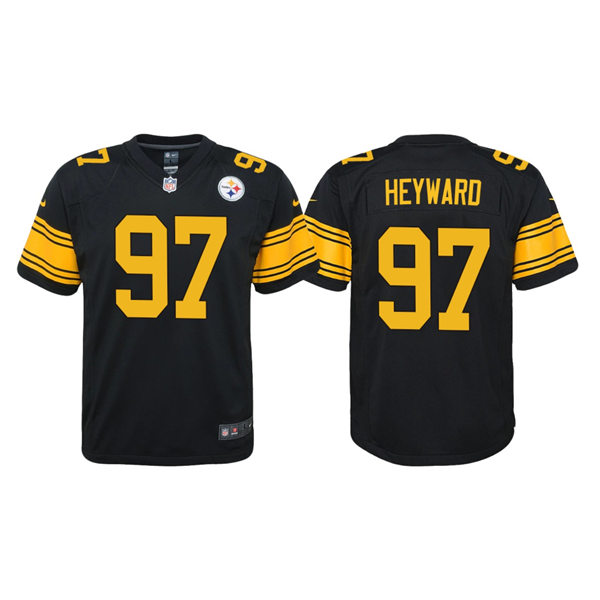 Youth Pittsburgh Steelers #97 Cameron Heyward Nike Black Color Rush Jersey