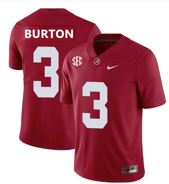 Mens Alabama Crimson Tide #3 Jermaine Burton Nike Crimson College Football Game Jersey