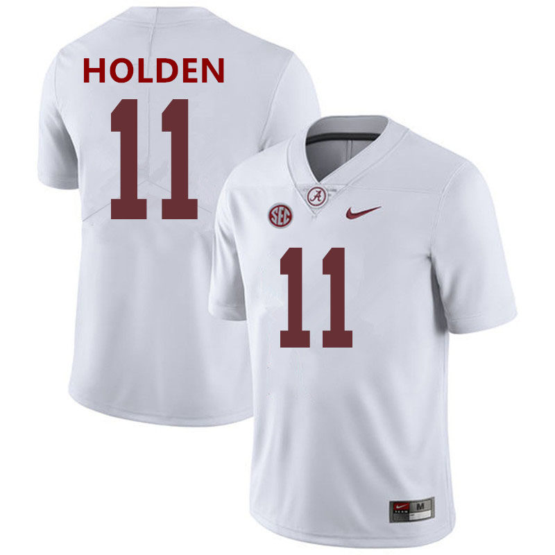 Mens Alabama Crimson Tide #11 Traeshon Holden Nike White College Football Game Jersey