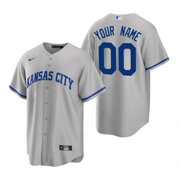 Men's Youth Kansas City Roya Custom Nike 2022 Gray Road CoolBase Jersey