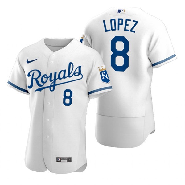 Mens Kansas City Royals #8 Nicky Lopez Nike 2022 Home White FlexBase Player Jersey