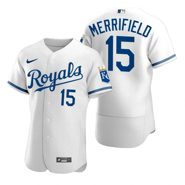 Mens Kansas City Royals #15 Whit Merrifield Nike 2022 Home White FlexBase Player Jersey