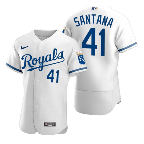 Mens Kansas City Royals #41 Carlos Santana Nike 2022 Home White FlexBase Player Jersey