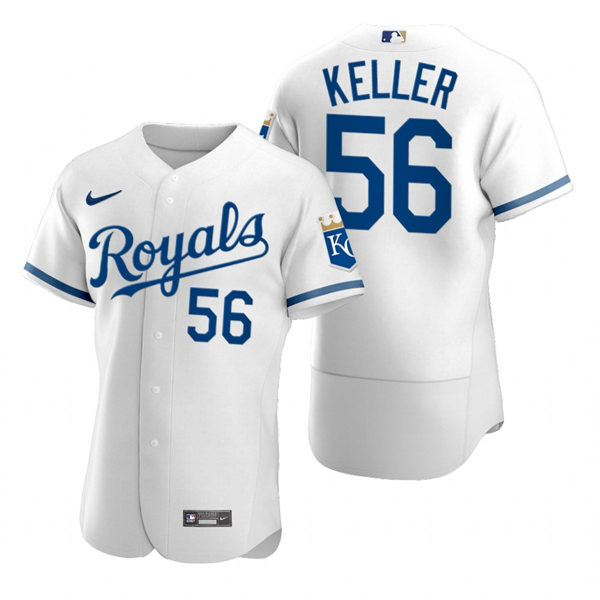 Mens Kansas City Royals #56 Brad Keller Nike 2022 Home White FlexBase Player Jersey