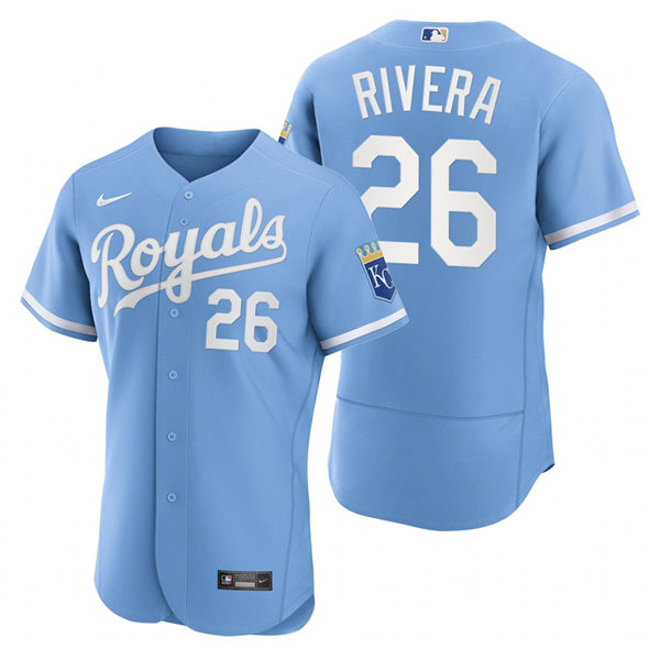 Mens Kansas City Royals #26 Emmanuel Rivera Nike 2022 Light Blue Alternate FlexBase Player Jersey