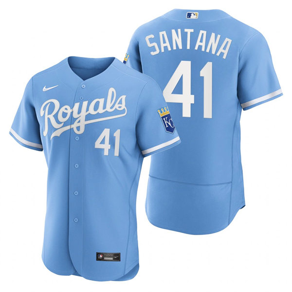 Mens Kansas City Royals #41 Carlos Santana Nike 2022 Light Blue Alternate FlexBase Player Jersey