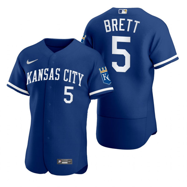 Mens Kansas City Royals Retired Player #5 George Brett Nike 2022 Royal Alternate FlexBase Player Jersey