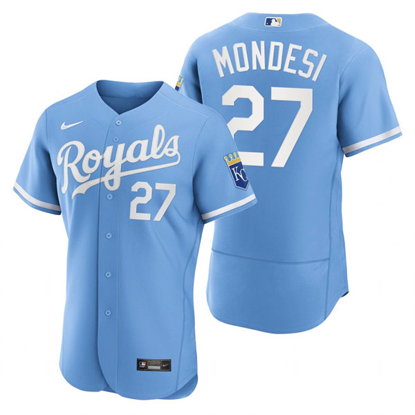 Mens Kansas City Royals #27 Adalberto Mondesi Nike 2022 Light Blue Alternate FlexBase Player Jersey