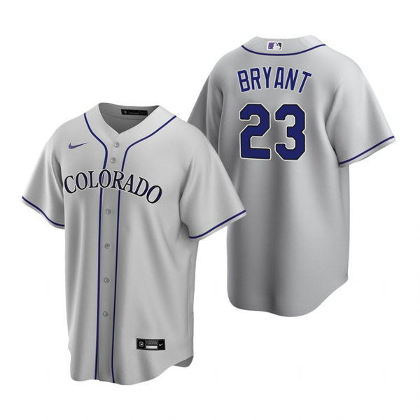 Mens Colorado Rockies #23 Kris Bryant Nike Grey Road CoolBase Jersey