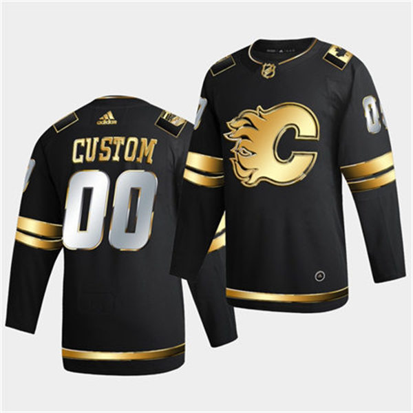 Men's Calgary Flames Custom 2021 Black Golden Edition Jersey