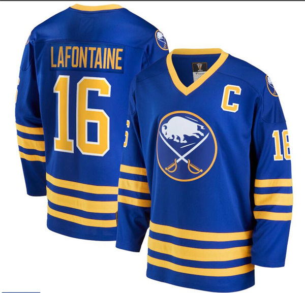 Men's Buffalo Sabres Retired Player #16 Pat LaFontaine Royal Vintage Throwback Jersey