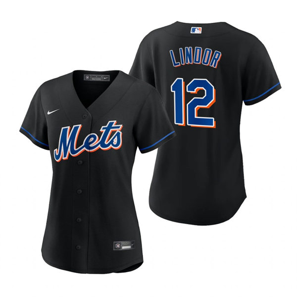 Women's New York Mets #12 Francisco Lindor Nike Black Alternate Jersey