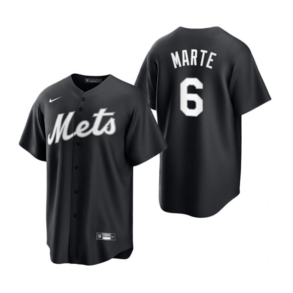 Mens New York Mets #6 Starling Marte Nike Black White Collection Jersey