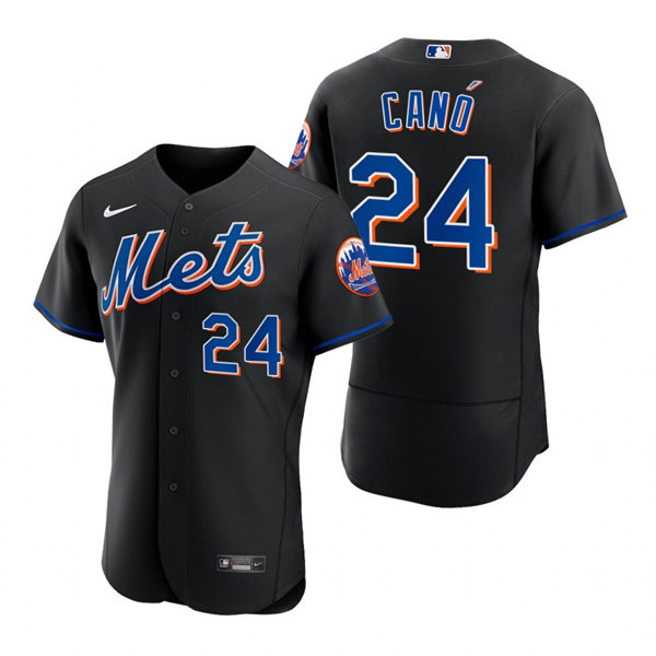 Mens New York Mets #24 Robinson Cano Nike 2022 Black Alternate Player Jersey