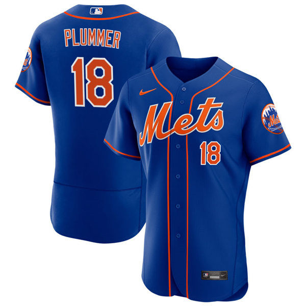 Mens New York Mets #18 Nick Plummer Nike Royal Orange Alternate FlexBase Player Jersey
