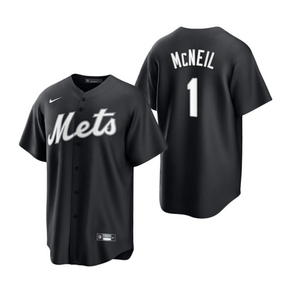 Mens New York Mets #1 Jeff McNeil Nike Black White Collection Jersey