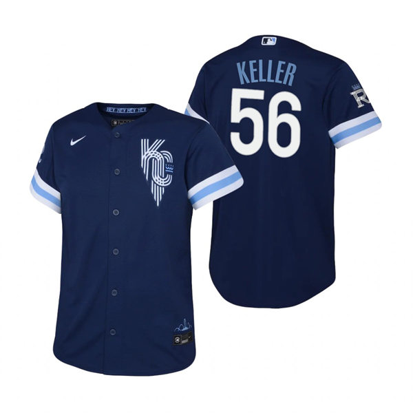 Youth Kansas City Royals #56 Brad Keller Nike Navy 2022 City Connect Replica Jersey