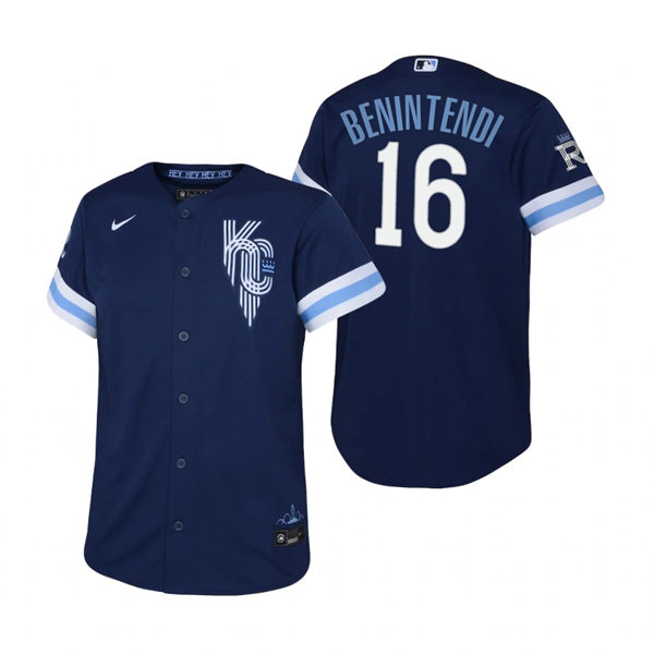 Youth Kansas City Royals #16 Andrew Benintendi Navy 2022 City Connect Jersey