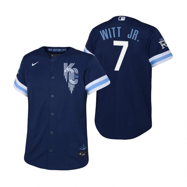 Youth Kansas City Royals #7 Bobby Witt Jr. Navy 2022 City Connect Jersey