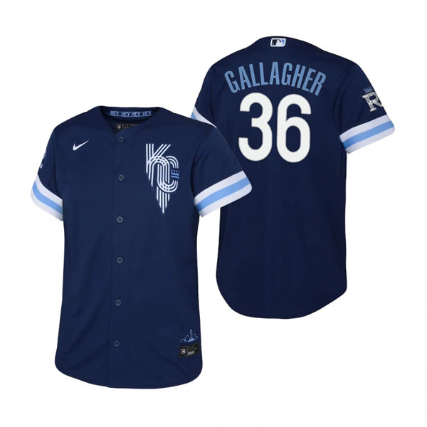 Youth Kansas City Royals #36 Cam Gallagher Navy 2022 City Connect Jersey