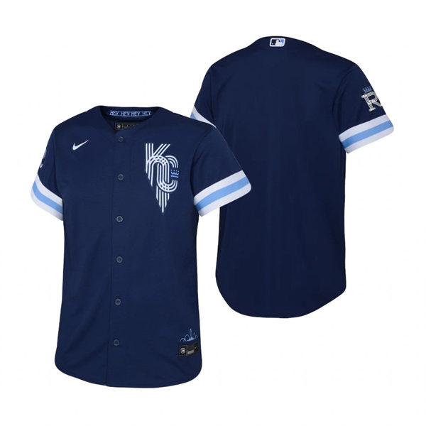 Youth Kansas City Royals Blank Nike Navy 2022 City Connect Replica Jersey