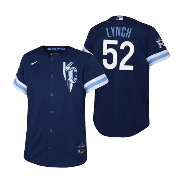 Youth Kansas City Royals #52 Daniel Lynch Nike Navy 2022 City Connect Replica Jersey