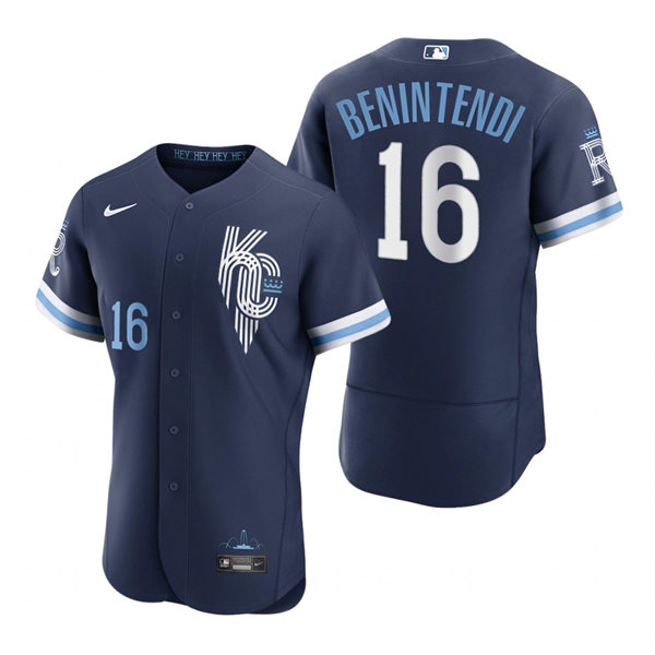 Men's Kansas City Royals #16 Andrew Benintendi Nike Navy 2022 City Connect Jersey