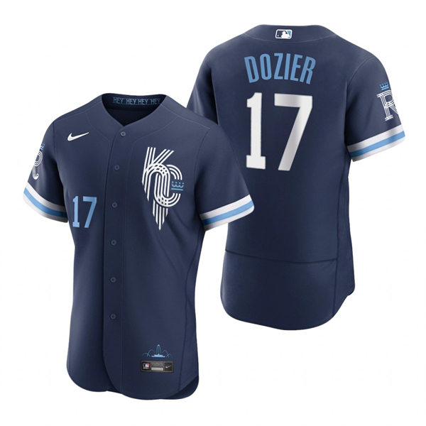 Men's Kansas City Royals #17 Hunter Dozier Nike Navy 2022 City Connect Jersey