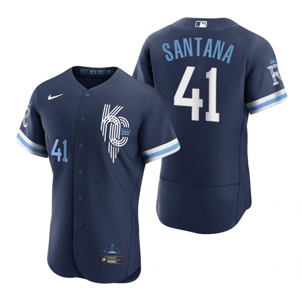 Men's Kansas City Royals #41 Carlos Santana Nike Navy 2022 City Connect Jersey