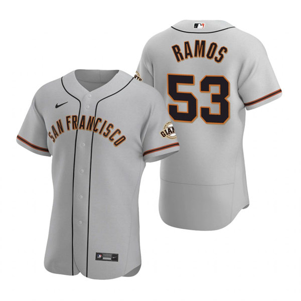 Mens San Francisco Giants #53 Heliot Ramos Nike Grey Road Flexbase Player Jersey