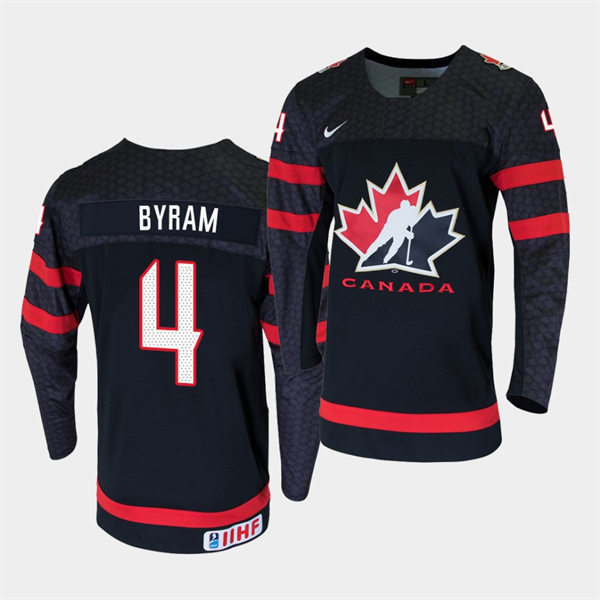 Mens Canada 2021 IIHF U18 World Championship #4 Bowen Byram Nike Black Jersey