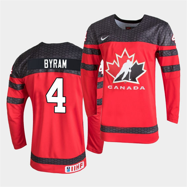 Mens Canada 2021 IIHF U18 World Championship #4 Bowen Byram Nike Red Jersey