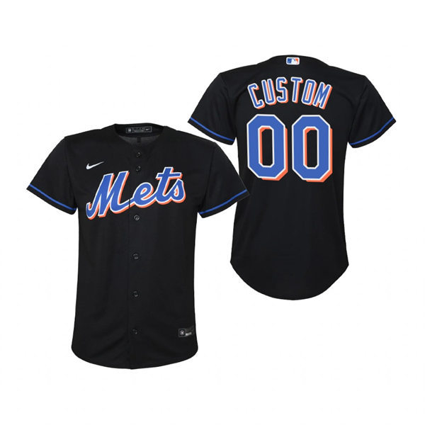 Youth New York Mets Custom Nike 2022 Black Alternate Jersey