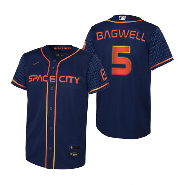 Youth Houston Astros Retired Player #5 Jeff Bagwell Nike Navy 2022 City Connect Jersey