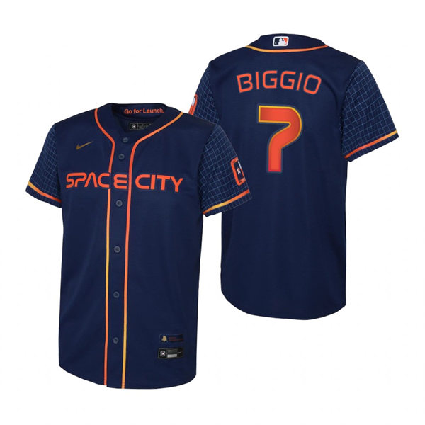 Youth Houston Astros Retired Player #7 Craig Biggio Nike Navy 2022 City Connect Jersey