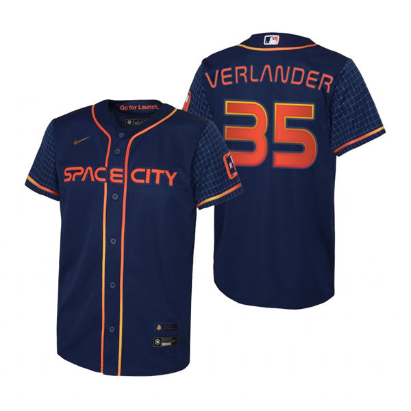 Youth Houston Astros #35 Justin Verlander Nike Navy 2022 City Connect Jersey