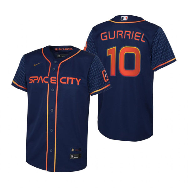 Youth Houston Astros #10 Yuli Gurriel Nike Navy 2022 City Connect Jersey