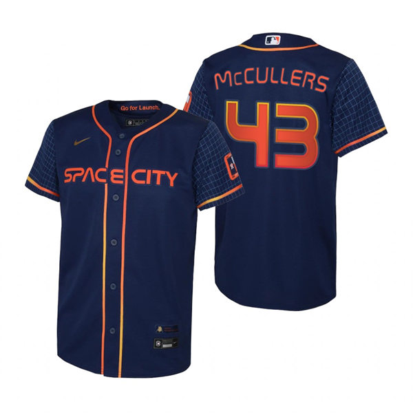 Youth Houston Astros #43 Lance McCullers Nike Navy 2022 City Connect Jersey