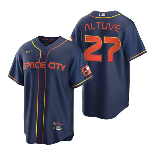 Mens Houston Astros #27 Jose Altuve Nike Navy 2022 City Connect Jersey
