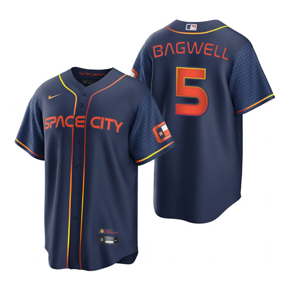 Mens Houston Astros Retired Player #5 Jeff Bagwell Nike Navy 2022 City Connect Jersey