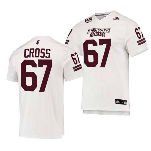 Mens Mississippi State Bulldogs #67 Charles Cross adidas White College Football Game Jersey